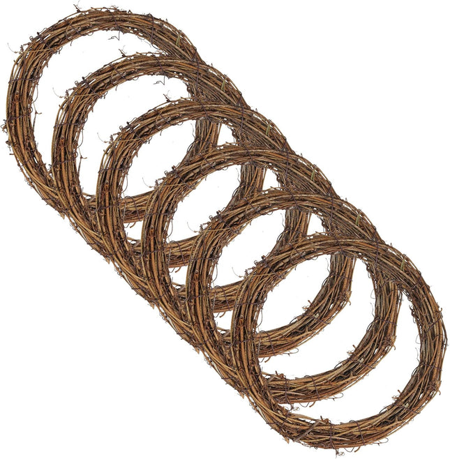 Grapevine Wreath Set, Marrywindix 6 Pieces Natural Vine Branch Wreath Christmas DIY Rattan Wreath Garland for Christmas Holiday Craft Wedding Decor (8 in.)