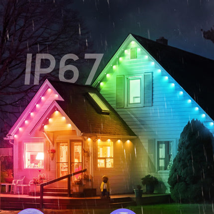 Minetom Permanent Outdoor Lights, 100FT Smart String Lights APP Control, 72 LED Eaves Lights with DIY Scene Mode, IP67 Waterproof Christmas Lights for Outdoor Decor, Work with Alexa, Google Assistant
