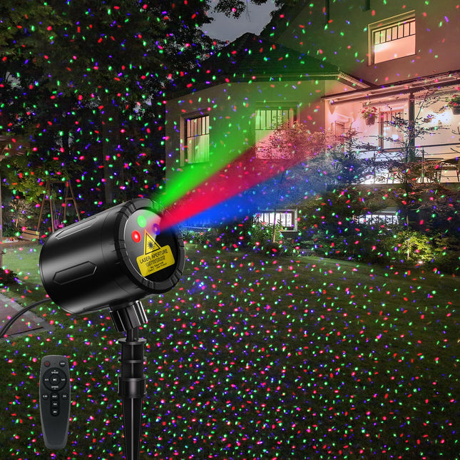 Laser Christmas Projector Lights Outdoor, Laser Light Projector with 3 Color, Waterproof Laser Projection Light with Remote Control, Moving RGB Laser Projector Light for Holiday, Party, Garden Decor