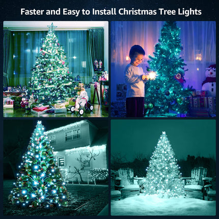 Christmas Tree Lights Christmas Lights Outdoor Indoor 400Led 9.84Ft 10 Lines Christmas Lights with 8 Modes And Timer, Fairy Tree Lights for Wedding Home Party 6Ft - 9Ft Xmas Tree Decor(CoolWhite)