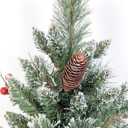 2ft Mini Christmas Tree with a Burlap Base, Unlit Artificial Small Tabletop Christmas Tree, Cashmere Snowy Table Fake Xmas Trees with a Cloth Bag Base, Green, Snow