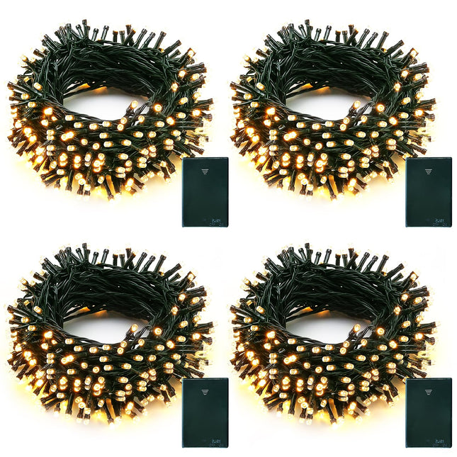 echosari 4 Pack Battery Operated Christmas String Lights, 13.2Ft 40 LED Dark Green Wire String Lights Waterproof, Twinkle Fairy Lights for Christmas Garden Wedding Party Decor (Warm White)