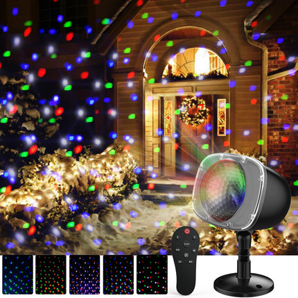 Elec3 Christmas Projector Lights Outdoor, RGBW Christmas Snowfall Projector Lights Rotating Falling Snow Projector with Remote Control Landscape Lights for House Yard Garden Halloween Christmas Decor