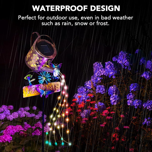 Solar Lights Outdoor Waterproof, Solar Outdoor Garden Decor Watering Can, Large Hanging Lantern Outside Decorations for Backyard Patio Yard Porch Pathway
