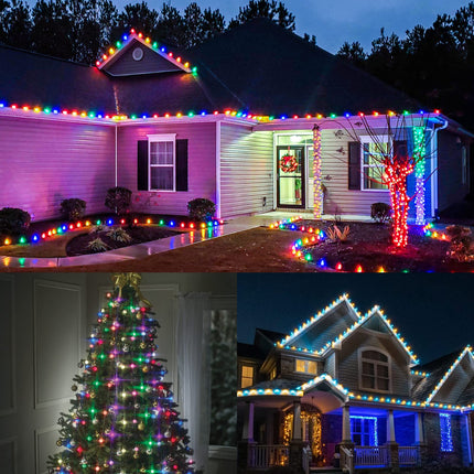 100FT C9 Light String Christmas Stringer, E17 Light Sockets 12" Spacing, C9 Stringer Set White Outdoor String Light Strand for Wedding Patio Event Lighting Decor, White Wire