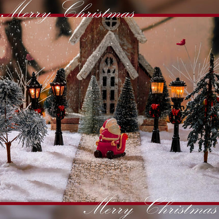 14 Pcs Christmas Accessories Village Figurine Miniature Pine Trees Snow Artificial Christmas Trees Bare Branch Trees Street Lights Lamps for Xmas DIY Crafts Winter Room Landscape (Exquisite Style)