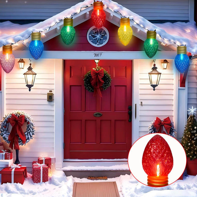 Jumbo Christmas String Lights 16FT Large Christmas Hanging Lights Pathway Marker Lights with 10 5'' LED Giant Diamond Multicolor Bulbs, Vintage Christmas Lights for Holiday Home Tree Roof Decor