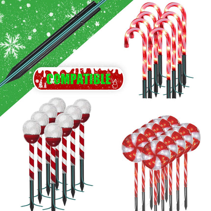 20PCS Replacement Stakes for Christmas Candy Cane Lights Outdoor, Plastic Candy Cane Pathway Markers Lights Spike Replacer, Size 0.68 6.05 Inches, Used to Maintain Candy Cane Pathway Lights 1