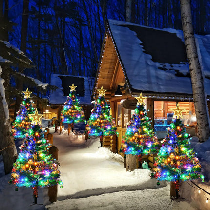 2 Set Solar Christmas Tree Christmas Lights for Outdoor Christmas Decorations, Solar Xmas Pathway Lights 8 Modes Solar Christmas Garden Stake Lights, Waterproof Outdoor Christmas Decor for Patio Yard