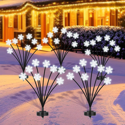 Christmas Pathway Lights Outdoor Snowflake Firefly Lights Solar Powered,Waterproof Xmas Solar Garden Stake Lights Swaying for Yard Patio Decor (2Packs)