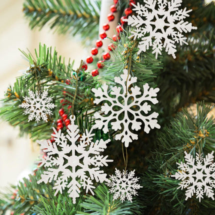 Christmas Tree Decoration Snowflake Ornaments - 36 Pack White Glitter Snowflake Christmas Hanging Ornaments for Xmas Holiday Year Winter Wonderland Home Party