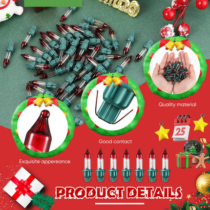 Riakrum 100 Pcs Christmas Replacement Mini Light Bulbs Bulk 0.17A Bulb Flasher Christmas Replacement Bulb Christmas Tree Incandescent Light Bulb Mini String Light Bulb (with Base,2.5V 0.425W)