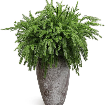 8PCS 18.5 inches Christmas Norfolk Pine Branches, Artificial Norfolk Pine Branches Faux Greenery Pine Stem, Norfolk Pine Picks for Garland Wreath Xmas and Home Garden Decor