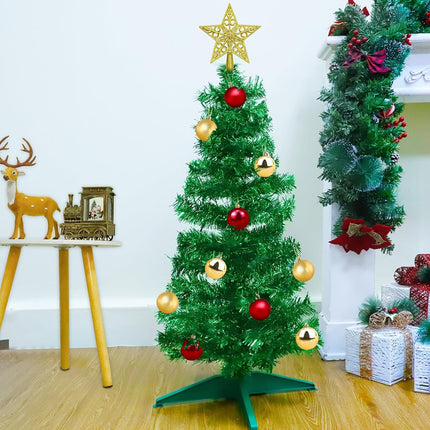 TURNMEON Remote Control 8 Modes 3 Ft Christmas Tree with Lights Timer 15 DIY Ball Ornament 50 Warm Light Battery Operated Artificial Pencil Small Tinsel Xmas Tree Holiday Decorations Home Indoor Table