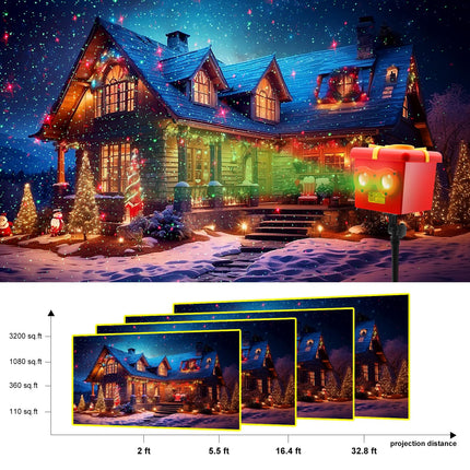 Christmas Halloween 13 Patterns Themes Box Projector Lamp，Led Projector Lights with Remote Control，IP65 Waterproof Garden Decoration Lights,Indoor Outdoor Holiday Decor,Festival s