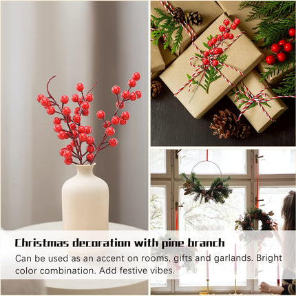 30 Pcs Red Holly Berries for Christmas Tree Red Berries Picks Christmas Holly Berry Branch for Christmas Tree Decoration DIY Crafts Wreath Home Decor
