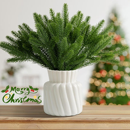 Alpurple 45 Packs Artificial Pine Needles Branches Garland- 10.2 x 2.5 Inch Green Plants Pine Needles, Fake Greenery Pine Picks for DIY Garland Wreath Christmas Embellishing and Home Garden Decoration