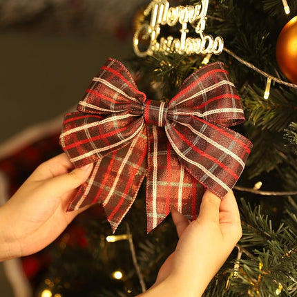 VATIN Red Plaid Ribbon 2-1/2 inch x 10 Yards Tartan Christmas Wired Ribbon,Xmas Tree Ribbon for Topper Bow,Christmas Wreath and Swag,Tree Decoration, Wrapping