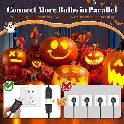11.8ft Accessory Cord with 6 LED Light Bulb - 1 Pack Blow Mold Light with C7 Lamp with Switch, Christmas Village Light for Holiday, Indoor Decor, Craft Projects (Orange)