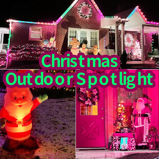 20W Christmas Halloween Spot Lights Outdoor, RGB Color Changing Landscape Lights 120V IP65 Waterproof Spotlight with Plug & Remote, Outdoor LED Spot Lights for Yard House Garden Decoration, 4 Pack