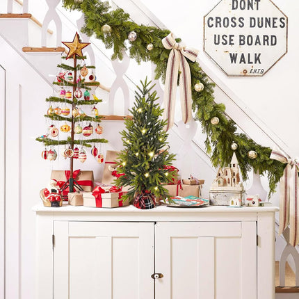 2Ft Pre-lit Christmas Tree Mini Christmas Tree with Lights Tabletop Artificial Christmas Tree for Xmas,Small Light up Pine Tree Spring Home Decorations,Holiday Decor