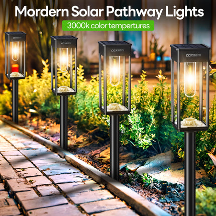Solar Lights Outdoor Pathway 8Pack, Bright Solar Pathway Lights Outdoor Waterproof, Pathway Lights Solar Powered IP65, Solar Walkway Lights Outdoor Path Lighting for Landscape Yard(Warm White)