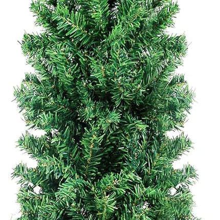 Suunyglade 5.5FT Green Artificial Christmas Tree, Premium Hinged Pine Tree with Solid Foldable Metal Legs, Pencil Shape Christmas Tree Perfect for Home, Shops and Holiday Decoration