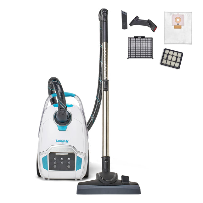 Simplicity Vacuums Scout Canister Vacuum Cleaner, Compact Rug And Wood Floor Vacuum, Household Vacuum Cleaners Feature Extendable Wand And Digital Suction Control
