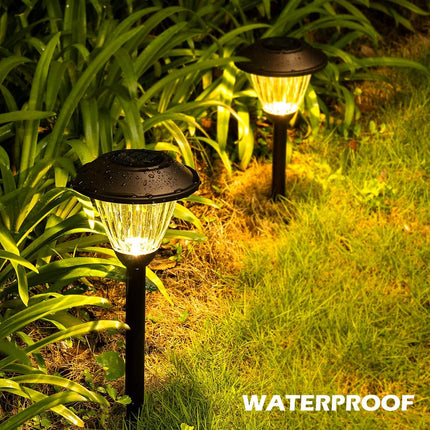 Solpex Solar Pathway Lights Outdoor, 6 Pack Solar Powered Garden Lights, Automatic Glass Metal Waterproof Solar Landscape Lights