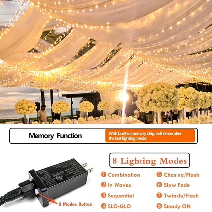 Extra-Long 66FT Christmas Lights Outdoor/Indoor, 200 LED Super Bright String Lights for Bedroom, Waterproof 8 Modes Plug in Twinkle Fairy Lights for Classroom Christmas Tree Decorations (Warm White)