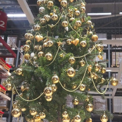 31 Feet Christmas Beaded Garland Shiny Beads Strand for Christmas Tree, Valentine, Exhibition, Wedding, Costume, DIY Decoration (Gold-31ft)