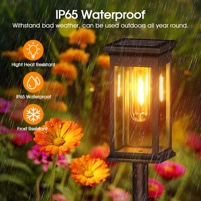 KOOPER 2 Pack Solar Pathway Lights - Unique Waterproof Garden Lights for Outdoor Patio Yard Lawn Walkway - Auto On/Off
