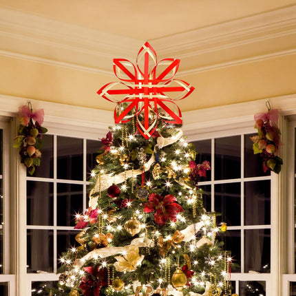 RattanView Christmas SnowflakeTree Topper Decoration 11.81'' Swedish Tree Topper Scandinavian Star Bamboo Advent Tree Topper Handwoven Nordi Tree Star Ornament for Christmas Tree Hanging Decor