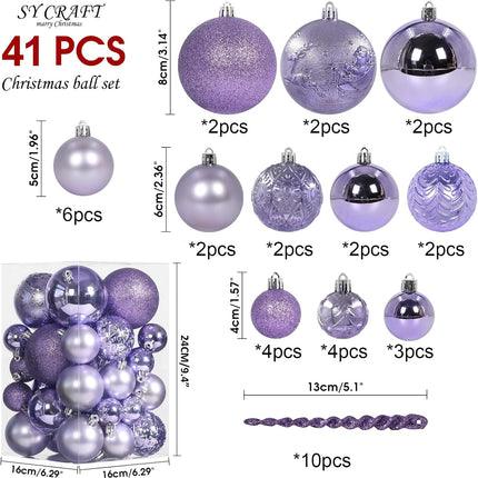 Christmas Ball Ornaments for Christmas Decorations - 41 Pieces Xmas Tree Shatterproof Ornaments with Hanging Loop for Holiday and Party Decoration