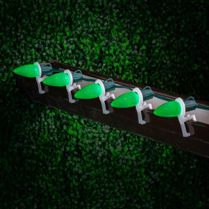 Novelty Lights 25FT C9 LED Ceramic Christmas Lights (25 Bulbs) Novelty Lighting, C9 Christmas Lights Outdoor (Green)
