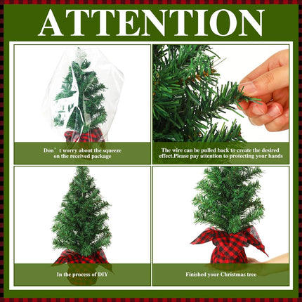 Ceenna 6 Pcs Artificial Christmas Tree Unlit Fake Christmas Tree Tabletop Decorative Xmas Fake Pine Tree Decor with Base for Table Decorations (15.75 Inch)