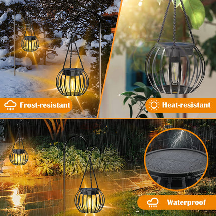UBright Solar Outdoor Lights Hanging Solar Lantern Metal 15" Solar Lights for Outside Solar Lights Outdoor Waterproof Lanterns Decorative Solar Powered Outdoor Lighting for Garden Yard Patio, 2 Pack