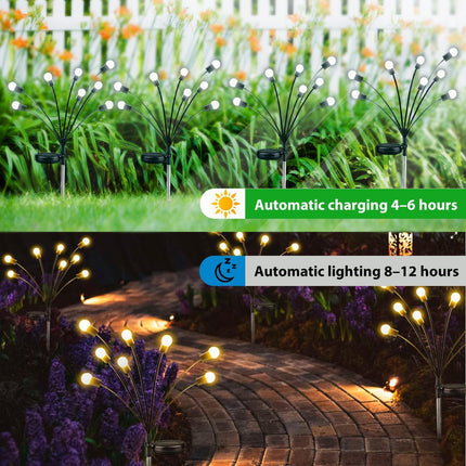 8 Pack Christmas Solar Garden Lights, d LED Firefly Solar Lights (Sway by Wind), Waterproof Outdoor Solar Christmas Lights for Yard Patio Pathway Christmas Decorations (Warm White)