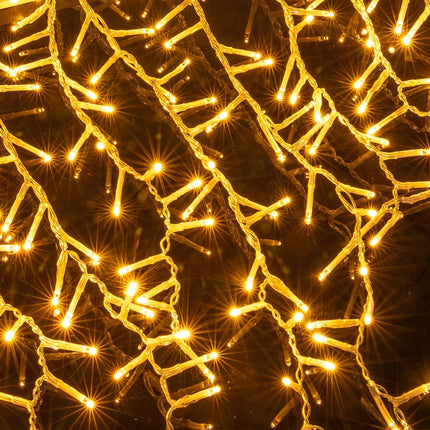 320LED 9.8ftx2.3ft Icicle Cluster String Lights 8 Lighting Modes Fairy Lights Plug in Waterproof LED Lights for Christmas Wedding Party Home Wall Outdoor Indoor Decorations(Warm White)