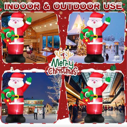 Danxilu 14FT Giant Christmas Inflatable Santa Claus Outdoor Decorations, Christmas Blow Up Santa with Wreath Built-in LED Lights for Yard Patio Garden Lawn Hall Holiday Party Xmas Decor