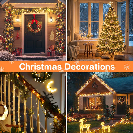 LED String Lights, 33 ft 100 High Brightness LED Christmas Lights with Remote, 8 Modes, Waterproof & Connectable, Ideal for Outdoor/Indoor Festive Decorations, Weddings, Gardens