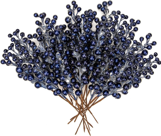 20 PCS Artificial Christmas Berry Picks, 8.7" Faux Berry Stems Spray with Glitter Paillette for DIY Crafts Wreath Garland Party Christmas Ornaments Décor