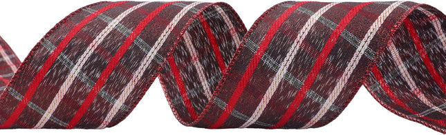 VATIN Red Plaid Ribbon 2-1/2 inch x 10 Yards Tartan Christmas Wired Ribbon,Xmas Tree Ribbon for Topper Bow,Christmas Wreath and Swag,Tree Decoration, Wrapping