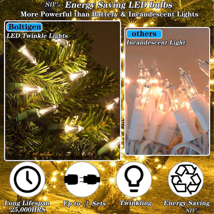 75 LED Soft Twinkle Lights, Slow Twinkling Christmas Lights, 37 of 75 Lights Twinkle, Waterproof Gentle String Lights, UL 28 Ft Connectable Indoor Outdoor Decoration (Warm White)