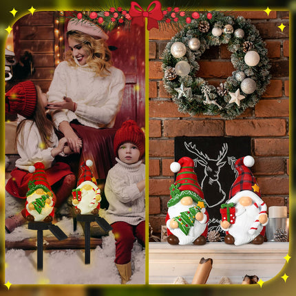 2 Pack Christmas Gnome Solar Light Waterproof Gnome Garden Stakes for Outside Xmas Gnome Statue LED Solar Light for Winter Home Patio Yard Lawn Pathway Walkway Xmas Outdoor Decoration