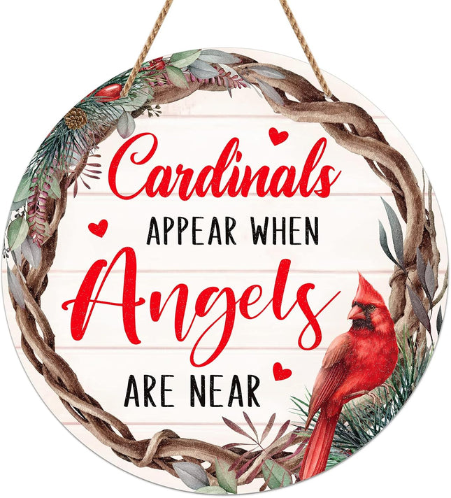 FLYAB Red Cardinal Decoration Sign for Home Wall 11.5" Cardinal Christmas Wreath for Front Door Vintage Cardinal Hanging Sign Cardinal s Bereavement s for in Memory of Loss Loved One