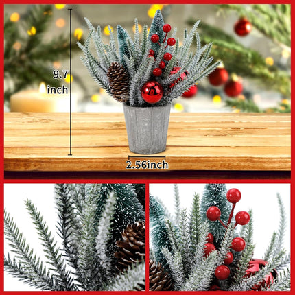 SUPREME XMAS Small Christmas Tree Table Top Christmas Decorations, 2 PCS Artificial Mini Christmas Tree with Ornaments Christmas Centerpieces for Tables Indoor Home Mantel Holiday Party Decor