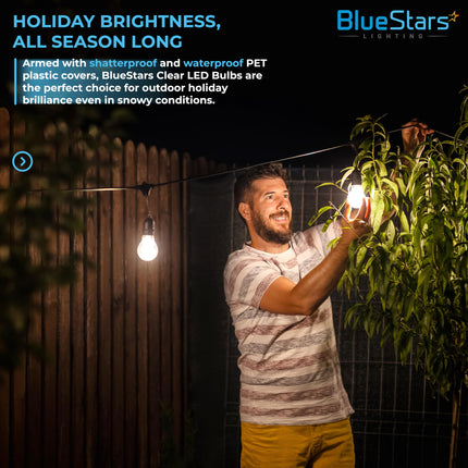 BlueStars 25 Packs Clear E17 LED Bulbs C9 Candle Shape, 1W (15W Equivalent), 2700K Warm White, Shatterproof, Perfect for Home Outdoor & Indoor Decoration, String Lights, Patio Lights