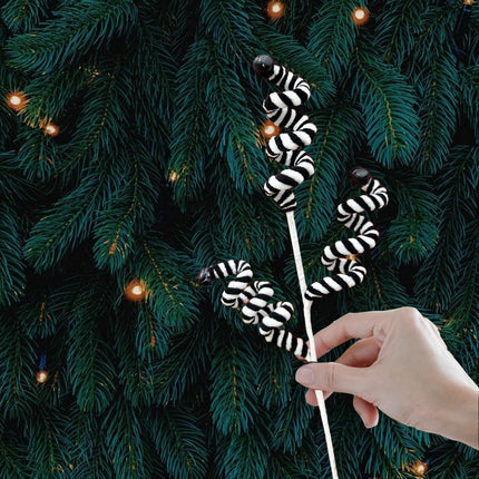 Black and White Grinchs Christmas Decorations, 17 Inch Large Ornaments for Christmas Tree Picks, 4 Pcs Nightmare Before Christmas, Big Tree Topper Filler, Xmas Candy Cane Halloween Picks