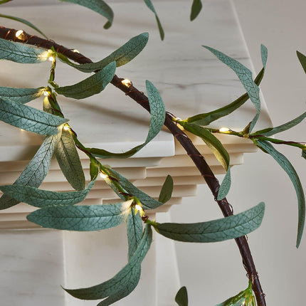 Birchlitland Lighted Olive Garland Battery Operated with Timer 6FT 96 LED Fairy Lights, Faux Vine with Lights for Mantel Fireplace Wall Patio Wedding and Holiday Decor